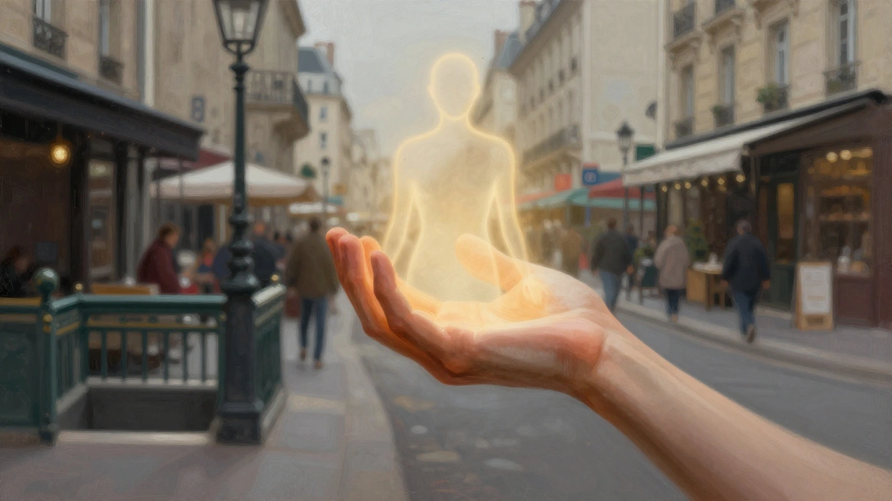 Main apportant paix et détente au cœur du quartier bruyant du 18e arrondissement de Paris.