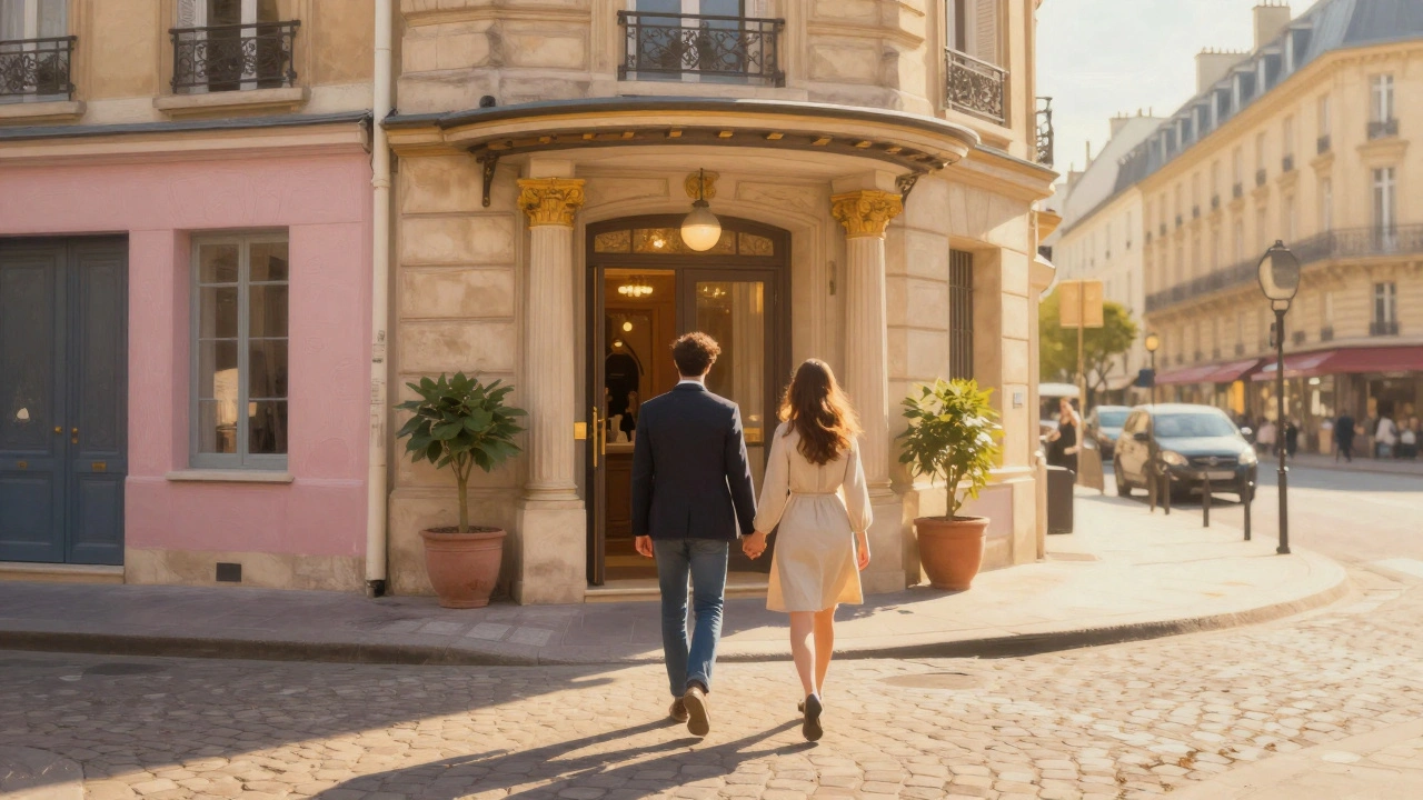 Couple marchant vers un spa près de la Place du Commerce